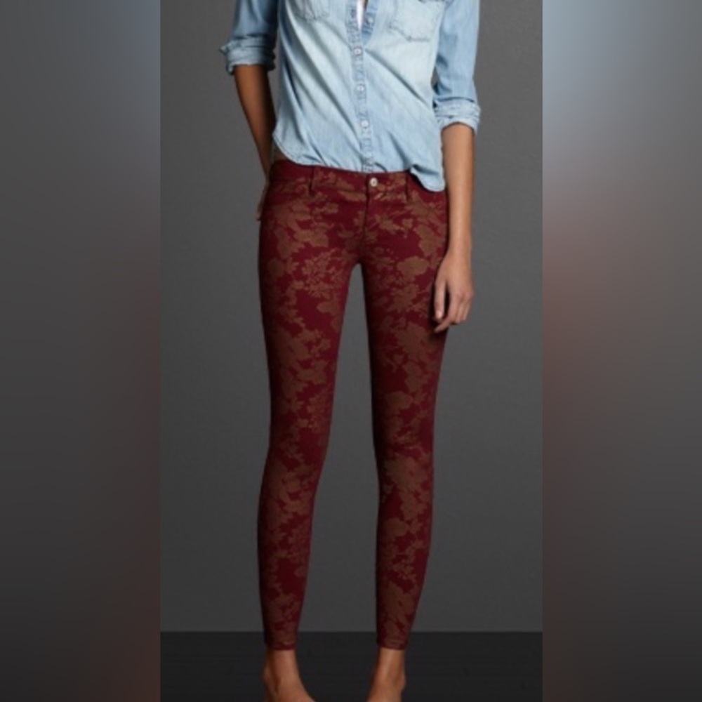 Abercrombie & Fitch Hot Pink Floral Jeans
